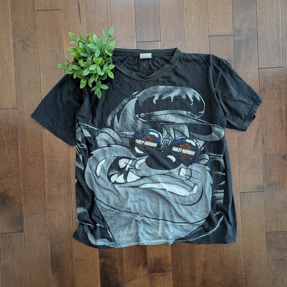 TAZ LOONEY TUNES x HARLEY DAVIDSON VINTAGE GRAPHIC TSHIRT - Picture 1 of 4